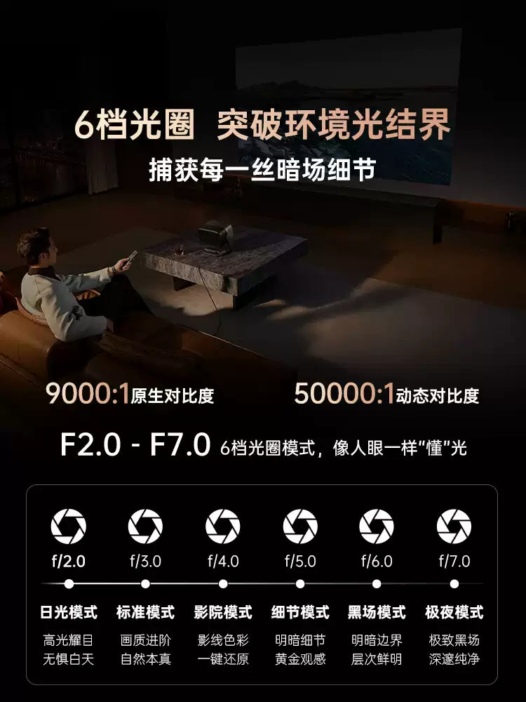 N5S Ultra Max | 2026 New Tri‑Color Laser 4K Home Projector, Ultra‑HD High‑Brightness Eye‑Care, Wireless Phone Screen Cast for Bedroom